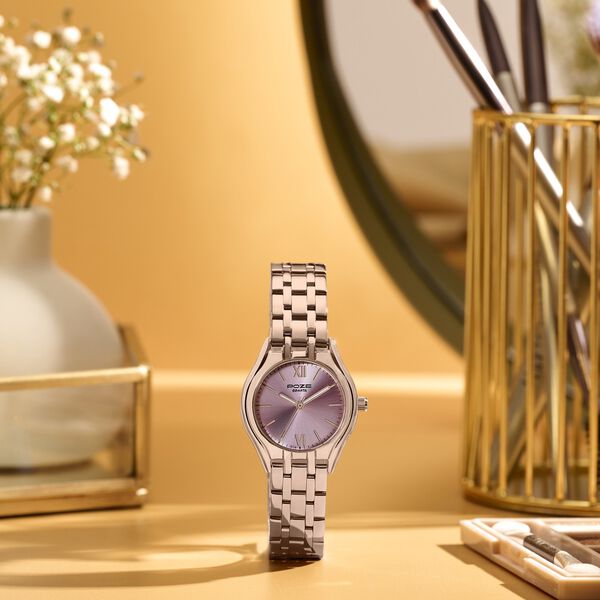 Poze By Sonata Quartz Analog Pink Dial Rose Gold Metal Strap Watch For Women - image number 0