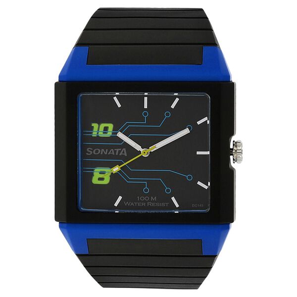 SF Quartz Analog Black Dial Plastic Strap Watch for Men - image number 0
