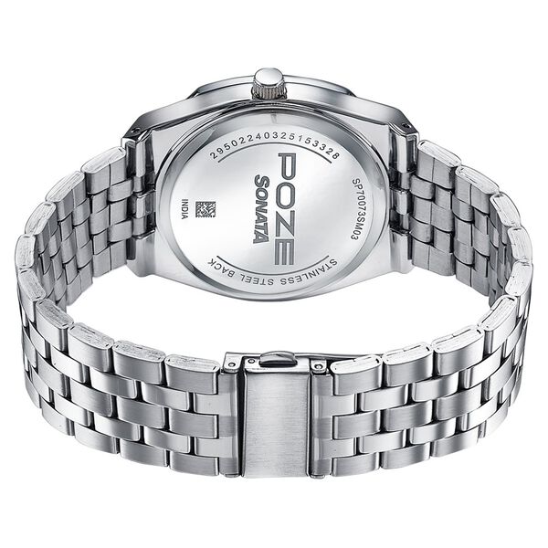 Sonata Poze Quartz Analog Blue Dial Silver Colour Stainless Steel Strap Watch For Men - image number 6