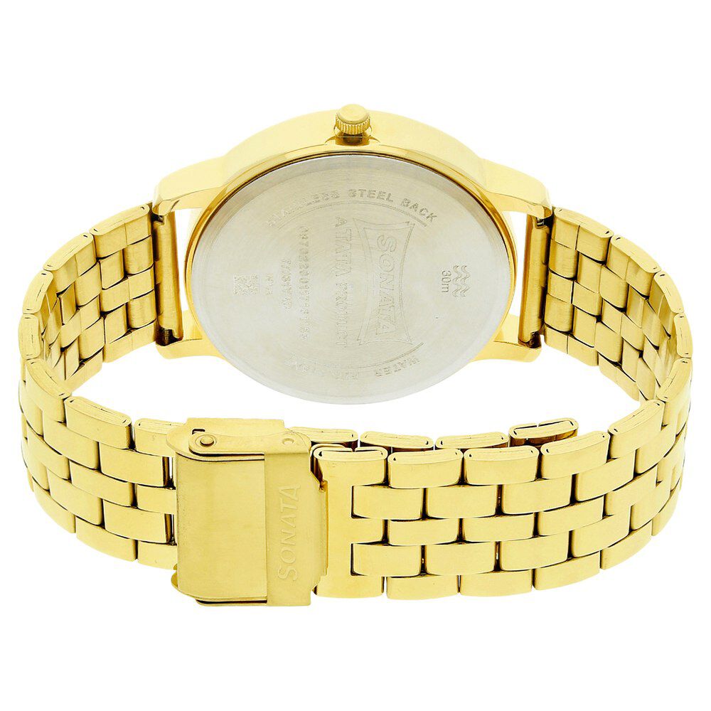 Sonata Quartz Analog Silver Dial Stainless Steel Strap Watch for Men