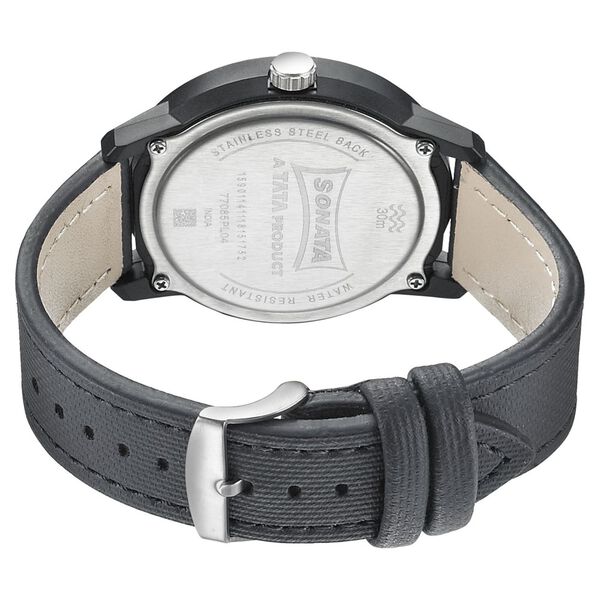 Sonata Quartz Analog Grey Dial Leather Strap Watch for Men - image number 3