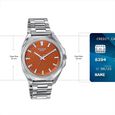 Poze By Sonata Quartz Analog Orange Dial Silver Metal Strap Watch For Men - image number 3