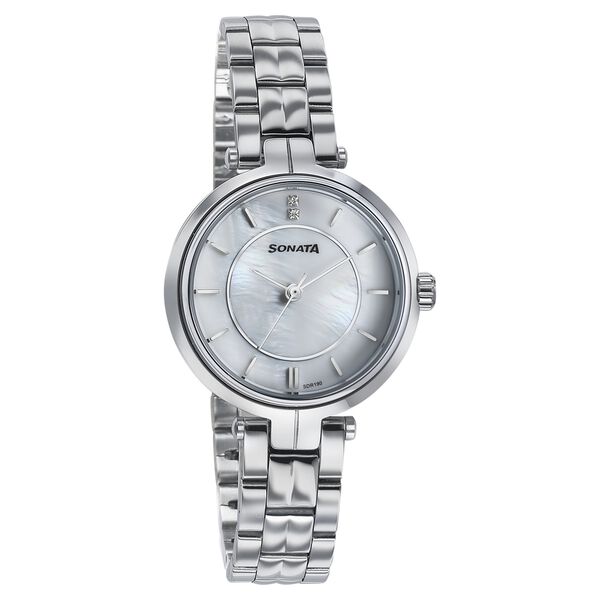 Sonata Wedding Quartz Analog Off White Dial Stainless Steel Strap Watch For Women - image number 1