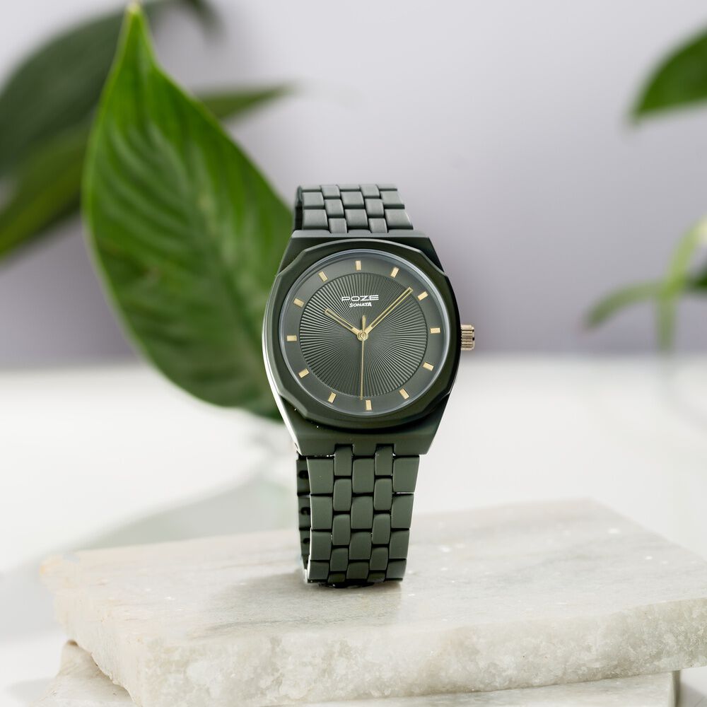 Buy Online Sonata Poze Quartz Analog Green Dial Green Metal Strap