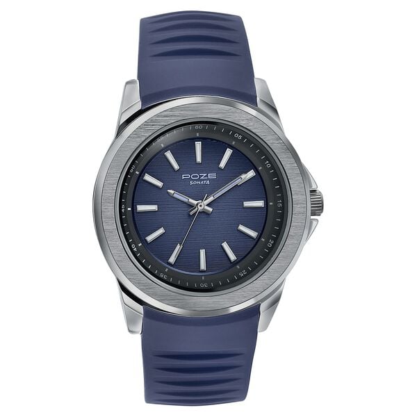 Poze Poze Quartz Analog Blue Dial Blue Silicone Strap Watch For Men - image number 1
