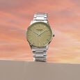 Poze By Sonata Quartz Analog Yellow Dial Silver Stainless Steel Strap Watch For Men - image number 0