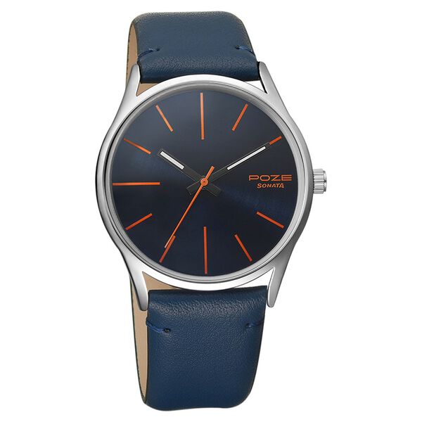 Poze by Sonata Quartz Analog Blue Dial PU Leather Strap Watch for Men - image number 1