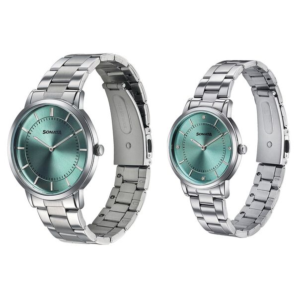 Sonata Soulmates Sage Green Dial Couple Watch - image number 4