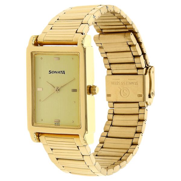Sonata Quartz Analog Champagne Dial Metal Strap Watch for Men - image number 1
