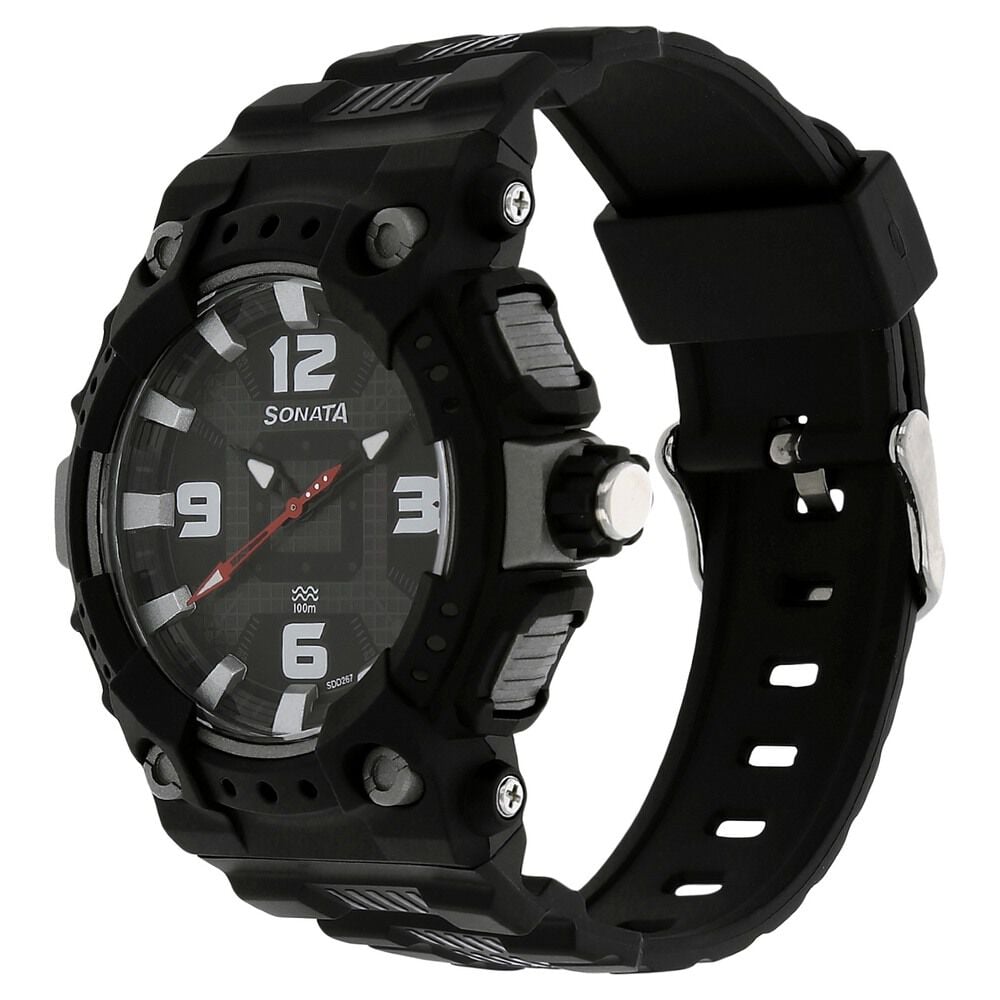 Buy Online SF Ocean Series Quartz Analog Black Dial Plastic Strap Watch for Men 77014pp01j p Sonata