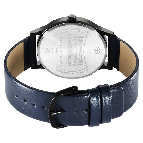 Sonata Aspire Quartz Analog Blue Dial Leather Strap Watch for Men - image number 3