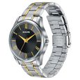 Sonata Traditional Essentials Black Dial Silver & Gold-Tone Stainless Steel Strap Watch - image number 2
