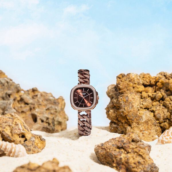 Sonata Poze Quartz Analog Brown Dial Metal Strap Watch For Women - image number 0