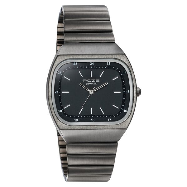 Poze Poze Quartz Analog Black Dial Grey Metal Strap Watch For Women - image number 2