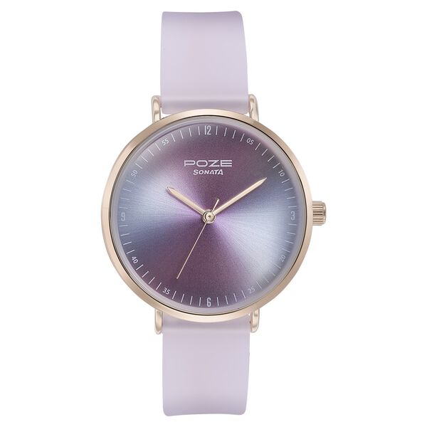 Sonata Poze Quartz Analog Pink Dial Pink Leather Strap Watch For Women - image number 1