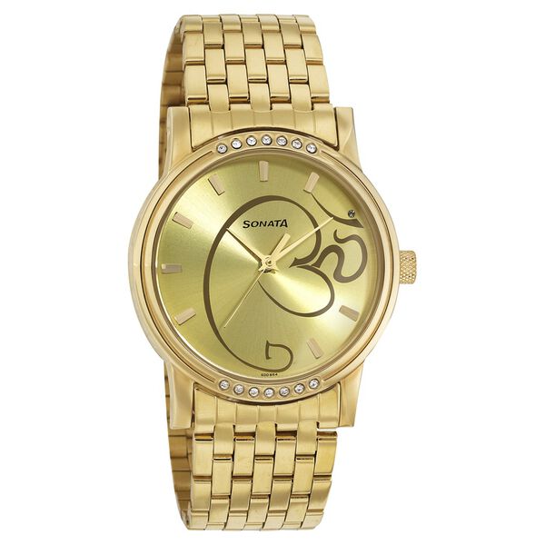 Sonata Quartz Analog Champagne Dial Stainless Steel Strap Watch for Men - image number 0