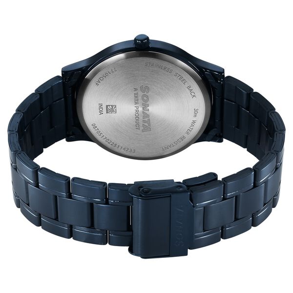 Sonata Aspire Quartz Analog Blue Dial Stainless Steel Strap Watch For Men - image number 4