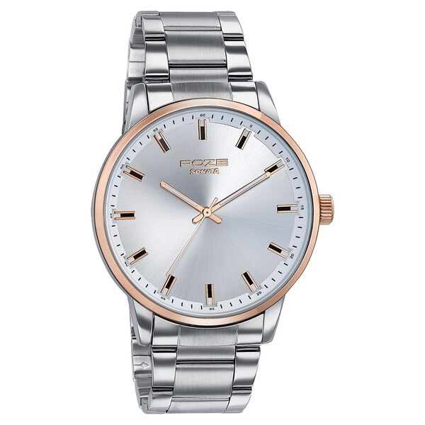 Sonata Poze Quartz Analog Silver Dial Stainless Steel Strap Watch For Men - image number 2