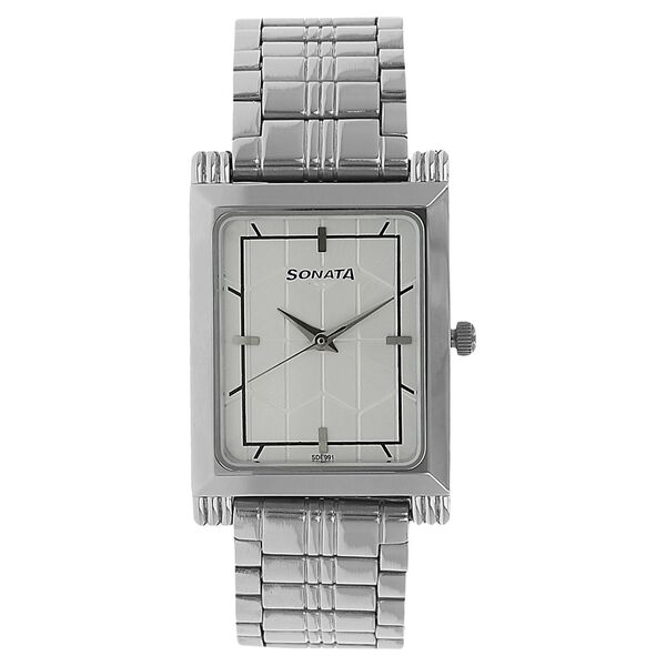 Sonata Quartz Analog Silver Dial Stainless Steel Strap Watch for Men - image number 0