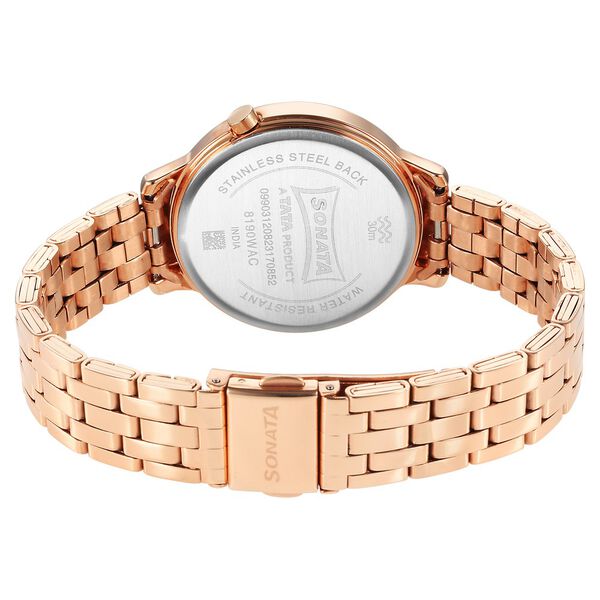 Sonata Unveil Quartz Analog Rose Gold Dial Metal Strap Watch for Women - image number 3