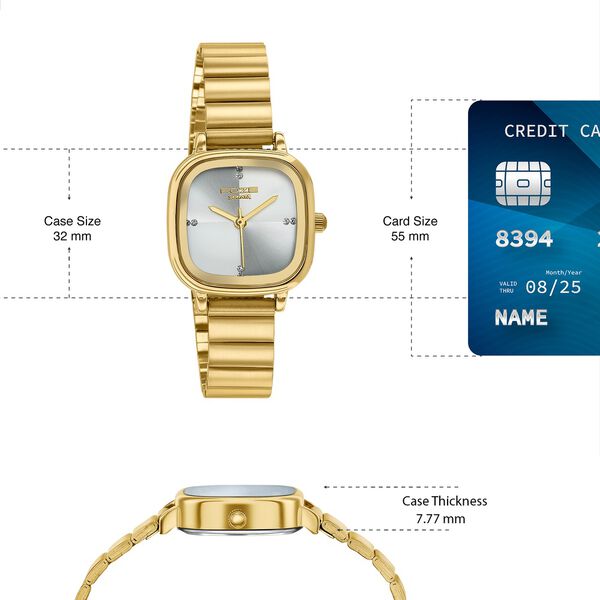 Poze By Sonata Quartz Analog Silver Sunray Dial Golden Stainless Steel Strap Watch For Women - image number 3