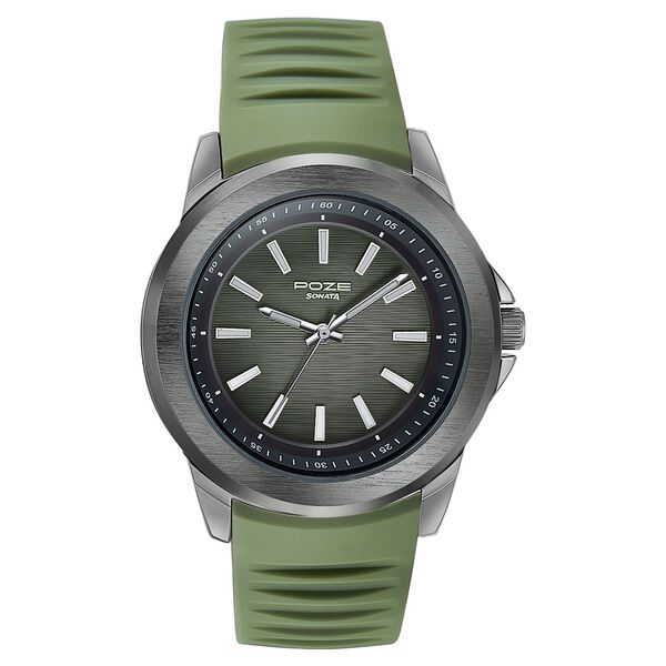 Sonata Poze Quartz Analog Green Dial Plastic Strap Watch For Men - image number 1