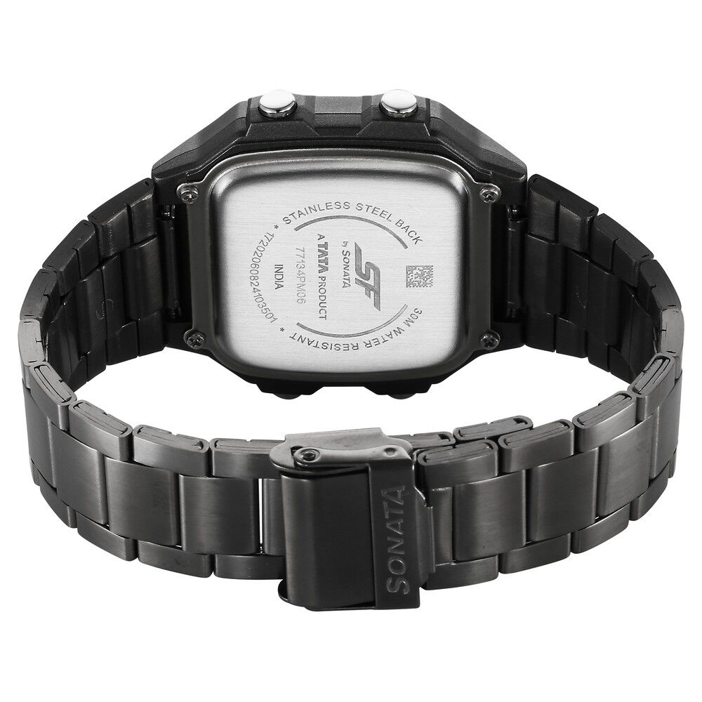 Buy Online Sonata Hexa Digital Black Dial Grey Color Stainless