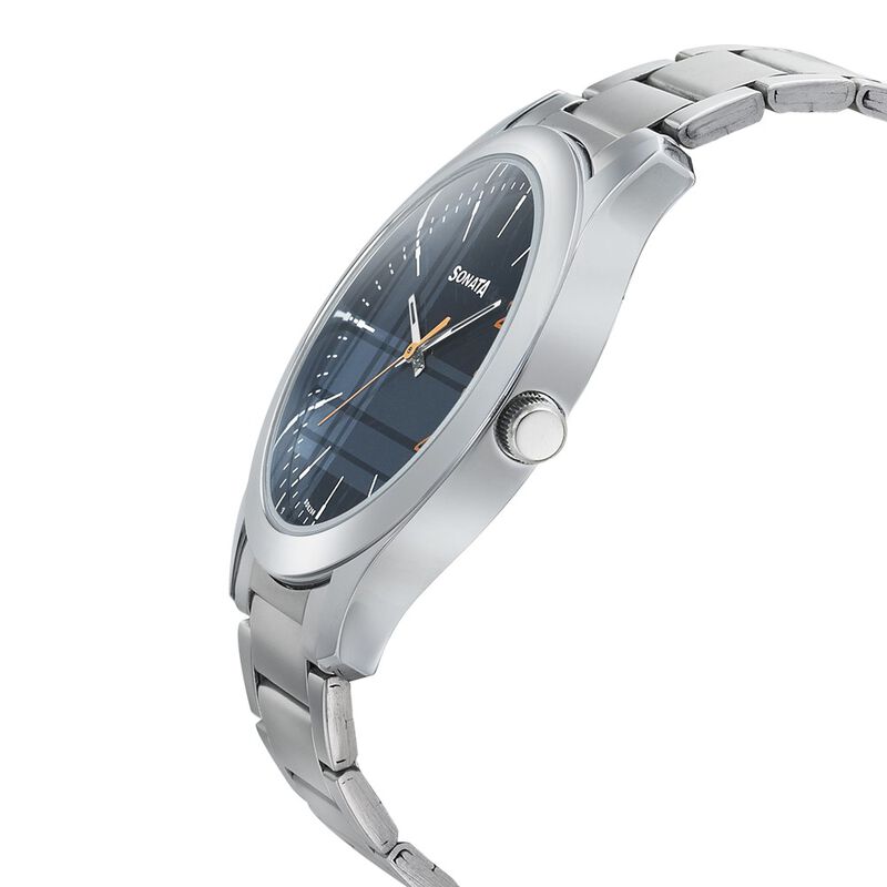 Sonata Quartz Analog Blue Dial Stainless Steel Strap Watch for Men - image number 2