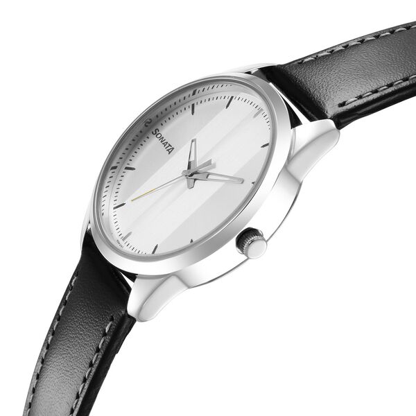 Sonata Force Quartz Analog Silver Dial Leather Strap Watch for Men - image number 2