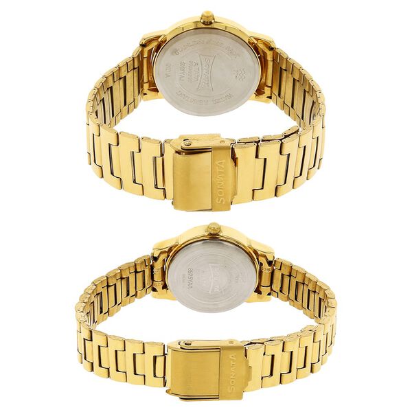 Sonata Quartz Analog Golden Dial Metal Strap Watch for Couple - image number 3