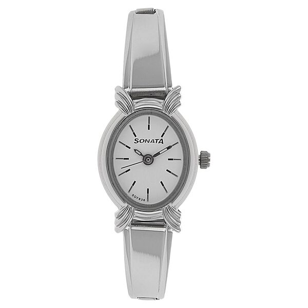Sonata Quartz Analog White Dial Stainless Steel Strap Watch for Women - image number 0