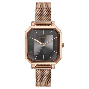 Sonata Modern Edit Quartz Analog Grey Dial Stainless Steel Strap Watch For Women