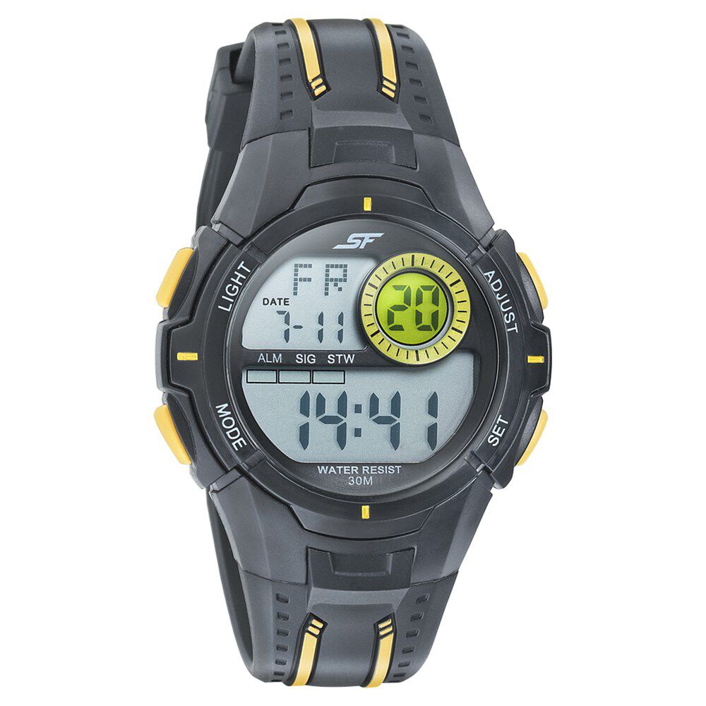 Buy Online SF Digital Dial Black PU Strap Watch for Men ns77112pp03 Sonata
