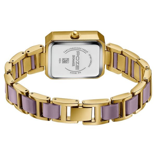 Poze Poze Quartz Analog Purple Dial Two Toned Metal & Plastic Strap Watch For Women - image number 6