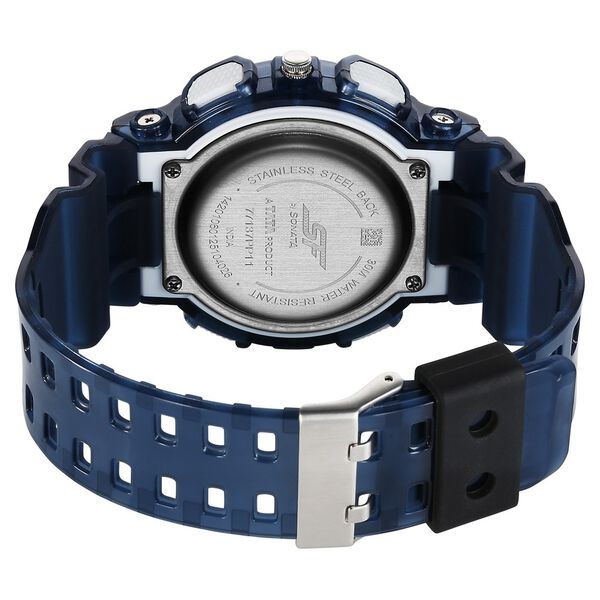 Sonata SF Spectra Quartz Digital Blue Dial Translucent Blue PU Strap Watch For Men - image number 4