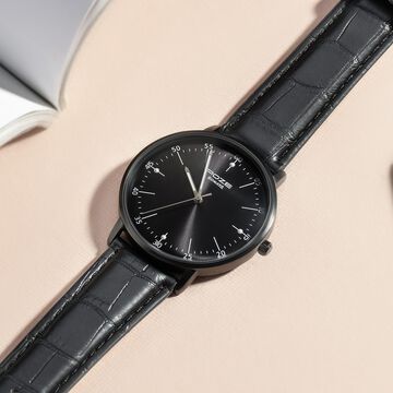 Sonata Poze Quartz Analog Black Dial Leather Strap Watch for Men