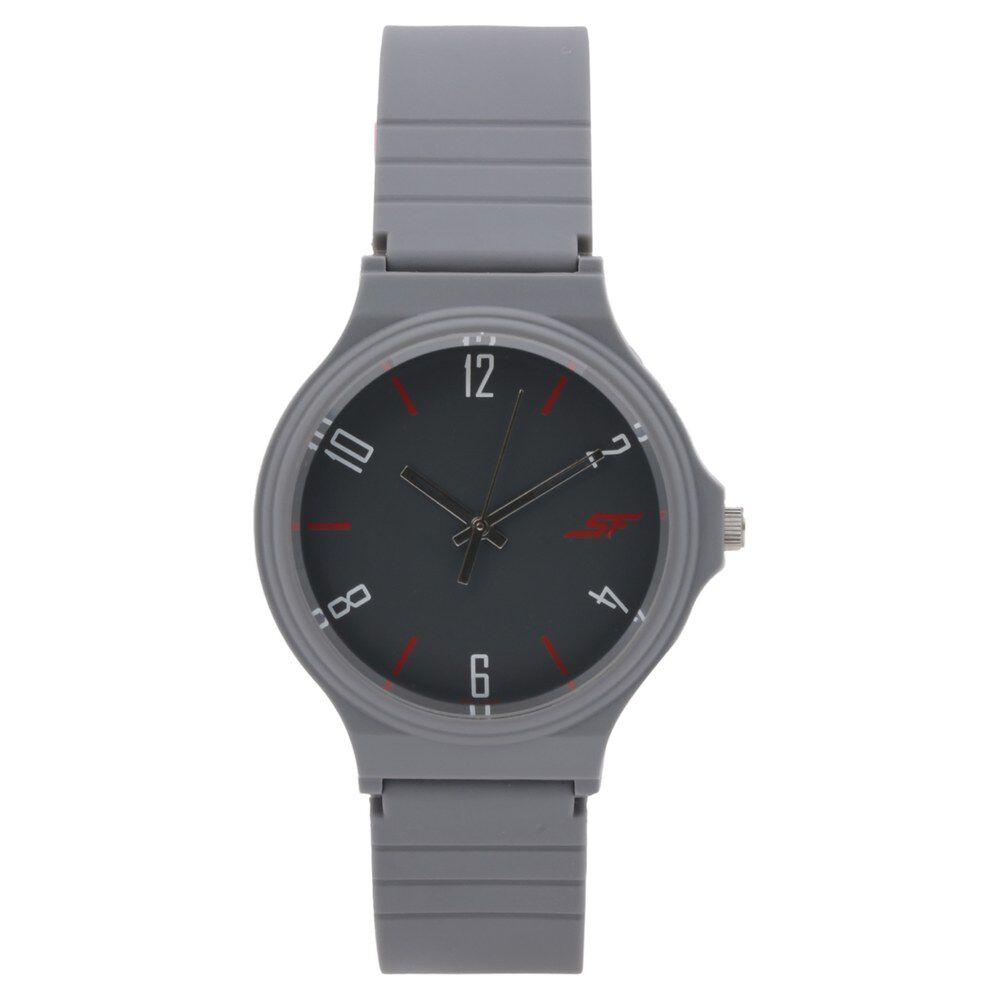 SF Quartz Analog Black Dial Plastic Strap Watch for Men