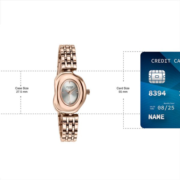 Poze By Sonata Quartz Analog Silver Dial Rose Gold Metal Strap Watch For Women - image number 3