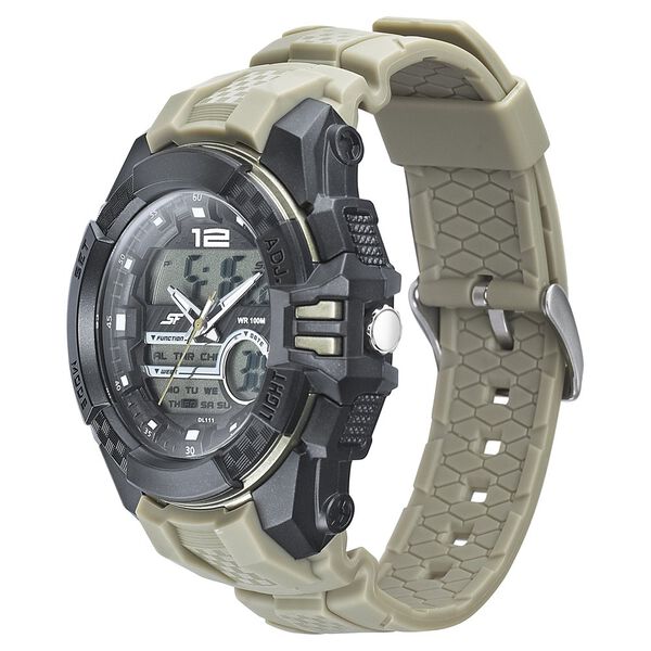 SF Carbon Series Quartz Digital Analog Digital Black Dial Green Polyurethane Strap Watch For Men - image number 1