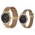 Sonata Modern Bandhan Quartz Analog Black Dial Rose Gold Stainless Steel Strap Watch For Couple - image number 2
