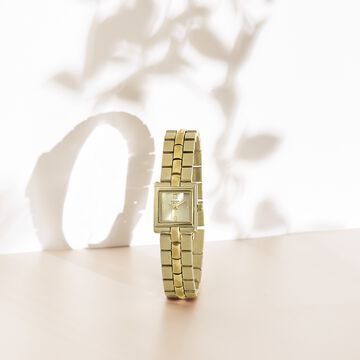 Poze By Sonata Quartz Analog Golden Dial Golden Metal Strap Watch For Women