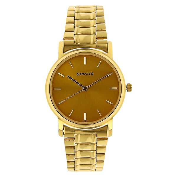 Sonata Quartz Analog Champagne Dial Stainless Steel Strap Watch for Men - image number 0