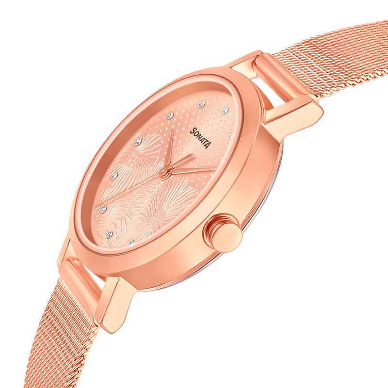 Sonata Linnea Rose Gold Dial Women Watch With Stainless Steel Strap - image number 2