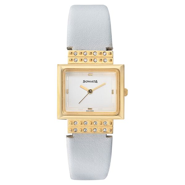 Sonata Quartz Analog Silver Dial Strap Watch for Women - image number 0