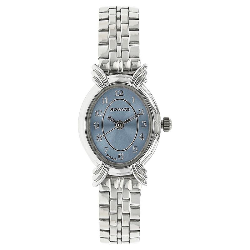 Sonata Quartz Analog Blue Dial Stainless Steel Strap Watch for Women - image number 0