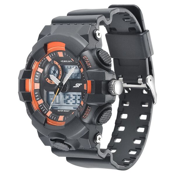 SF Quartz Analog Digital Black Dial Plastic Strap Watch for Men - image number 1