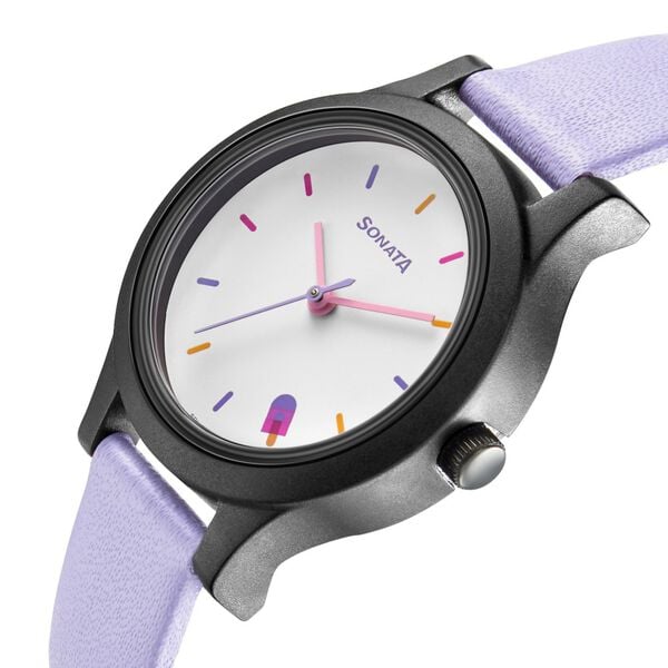 Sonata Play White Dial Women Watch With Leather Strap - image number 2
