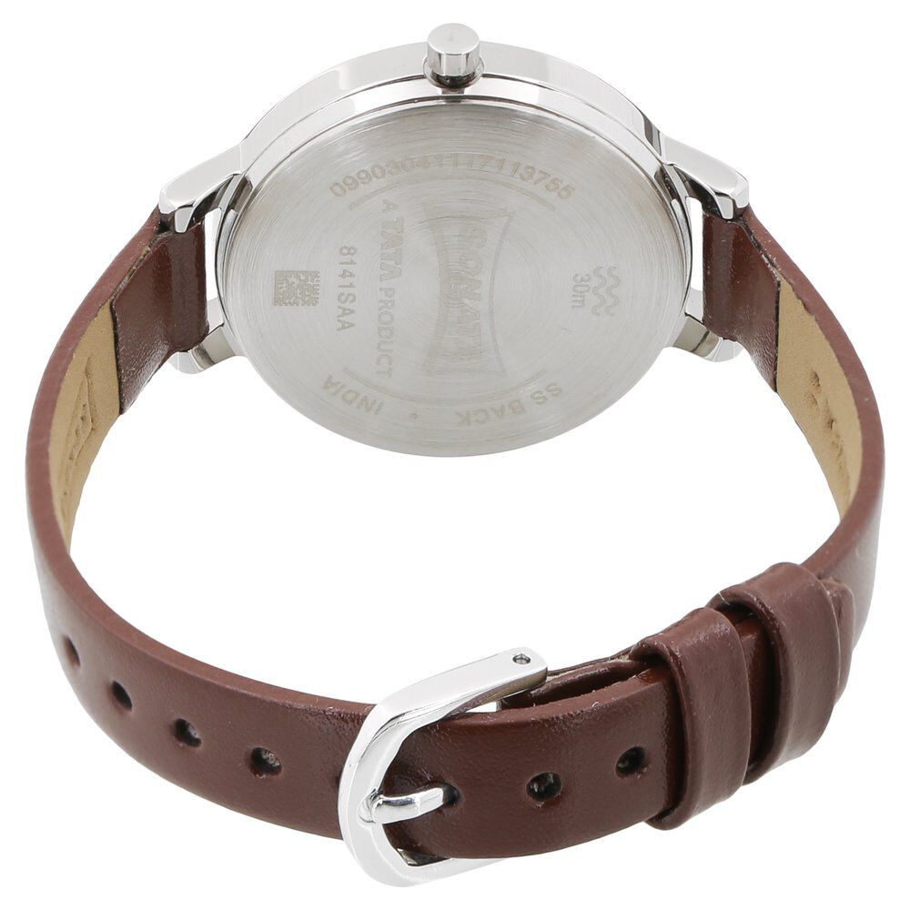 Buy Online Sonata Steel Daisies Black Dial Women Watch With Leather Strap nn8141sl01 Sonata