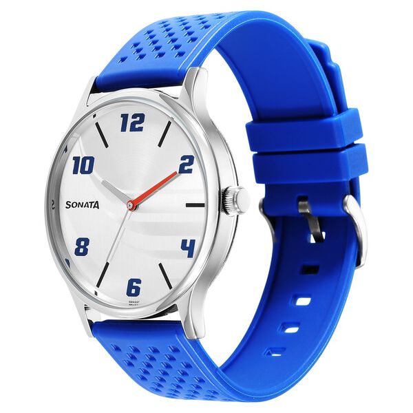 Sonata RPM Silver Dial Plastic Strap Watch for Men - image number 1
