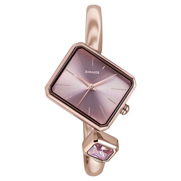 Sonata Wedding Edit Quartz Analog Pink Dial Metal Strap Watch For Women - image number 0